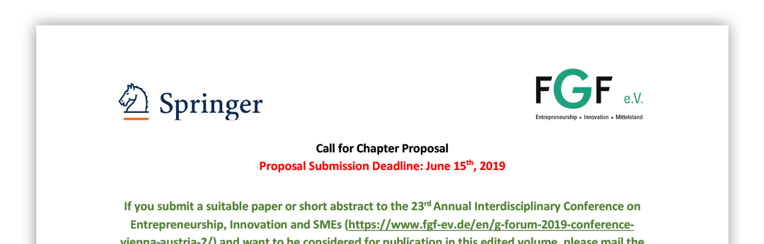 Call for Chapter Proposal — New Perspectives in Technology Transfer
